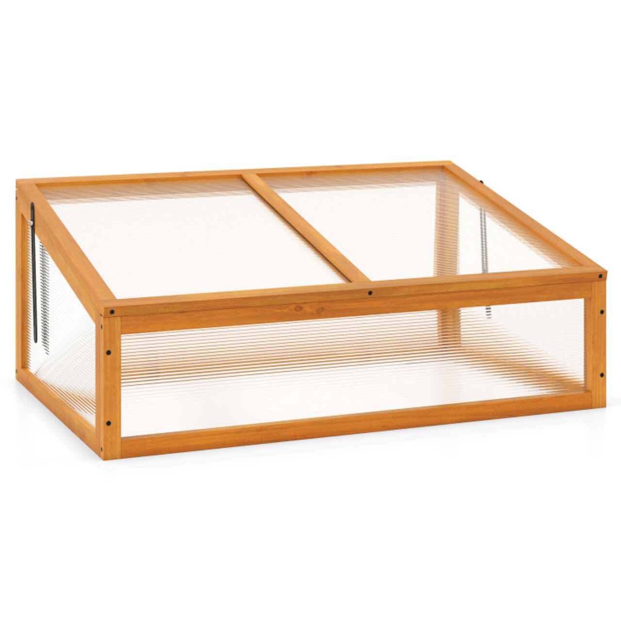 Cold Frame Greenhouse Wood Raised Planter Bed with Transparent Roof